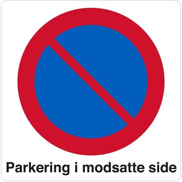 Parkering i modsatte side Skilt Parkering i modsatte side Skilt