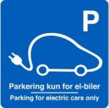 Parkering kun for el-biler Parking for electric cars only. Parkeringsskilt