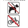 Privat område Al færdsel med cykler forbudt Skilt