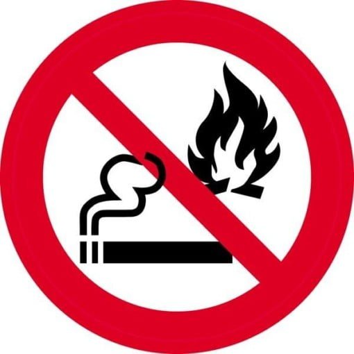 Rygning og åben ild  forbudsskilt