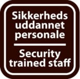 Sikkerheds uddannet personale Security trained staff sort. Piktogram skilt