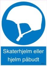 Påbudsskilt - Skaterhjelm eller hjelm påbudt
