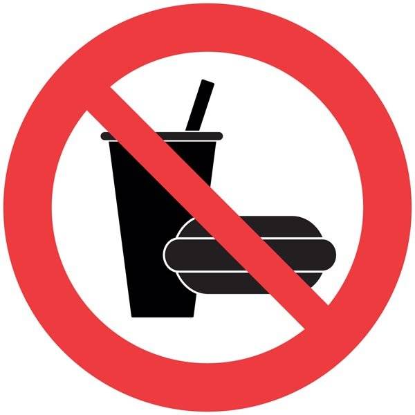 Mad og drikke forbudt skilt