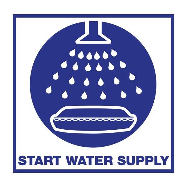 Start Water Supply. Redningsskilt