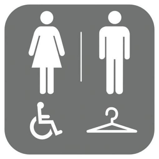 Dame mand Handicap Toilet Garderobe. Piktogram skilt