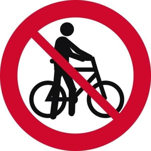 Trækning af cykel forbudt. Forbudsskilt