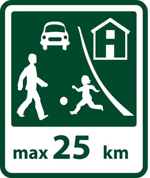 Trafik max25km skilt