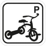 Tre hjulet cykel P piktogram skilt