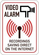 Video alarm RECORDINGS SAVING DIRECT ON THE INTERNET. Overvågningsskilt
