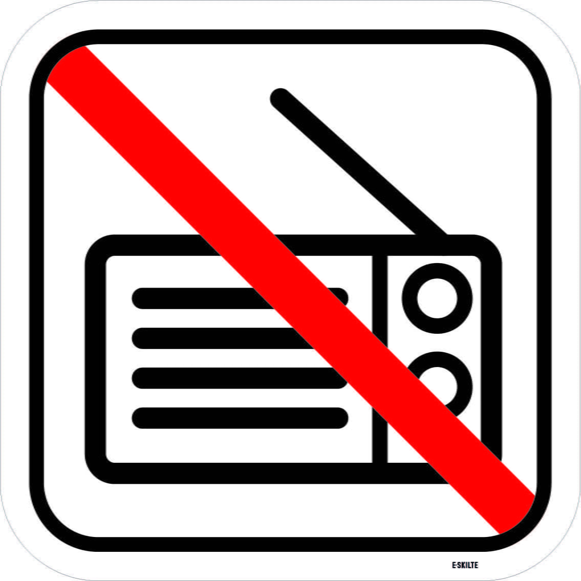 Radio forbudspiktogram. Forbudsskilt