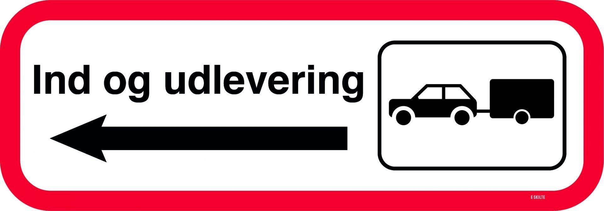Ind og udlevering. Venstre. Henvisningsskilt Ind og udlevering. Venstre. Henvisningsskilt