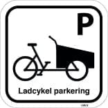Parkeringsskilt. Cykelparkering - Ladcykel