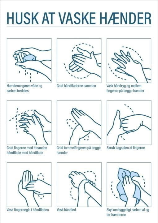 Husk at vaske hænder guide skilt