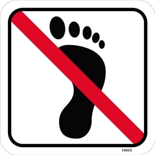 Ingen bare fødder - Fodaftryk - Forbud skilt
