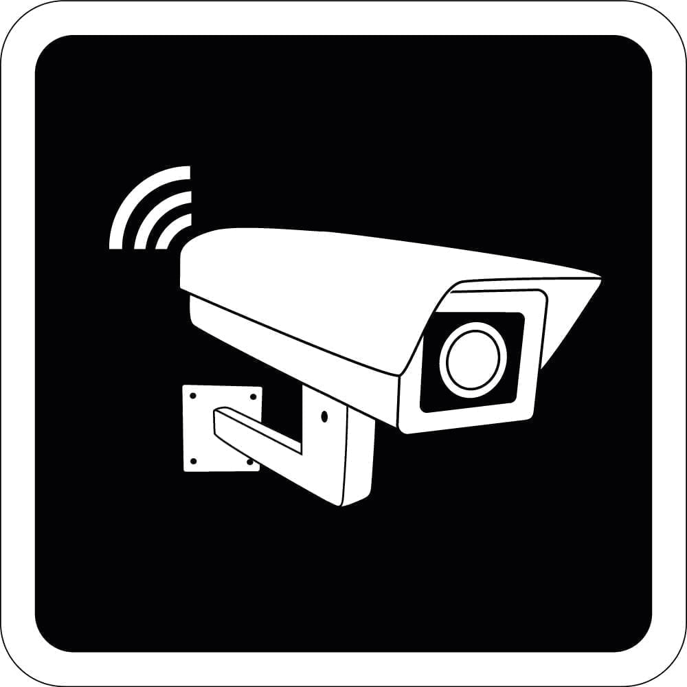 Video overvågning - sort skilt