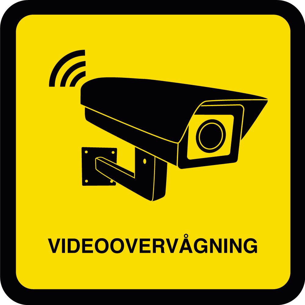 Videoovervågning piktogram Sort gul skilt