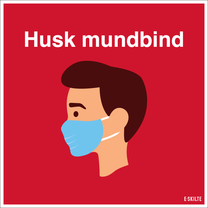 cor7r - Husk mundbind skilt, rød Husk mundbind skilt, rød