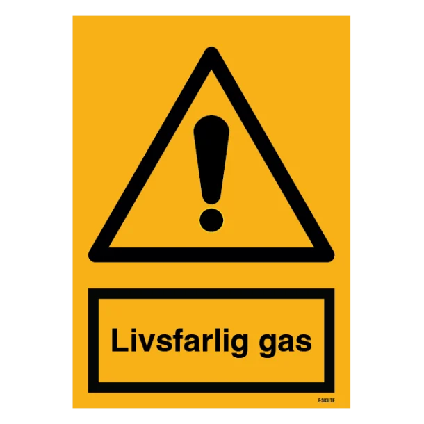 Advarselsskilt - Livsfarlig gas