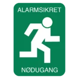 Alarmsikret nødudgang skilt