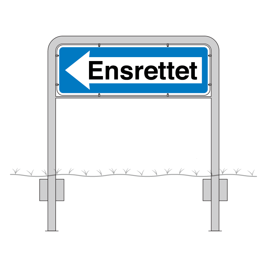 Komplet skiltesæt - Ensretning skilt m. galge (venstre) 100x33 cm