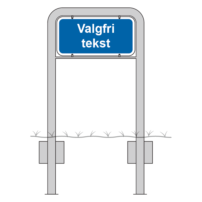 Komplet skiltesæt - Blåt skilt m. galge 50x25 cm