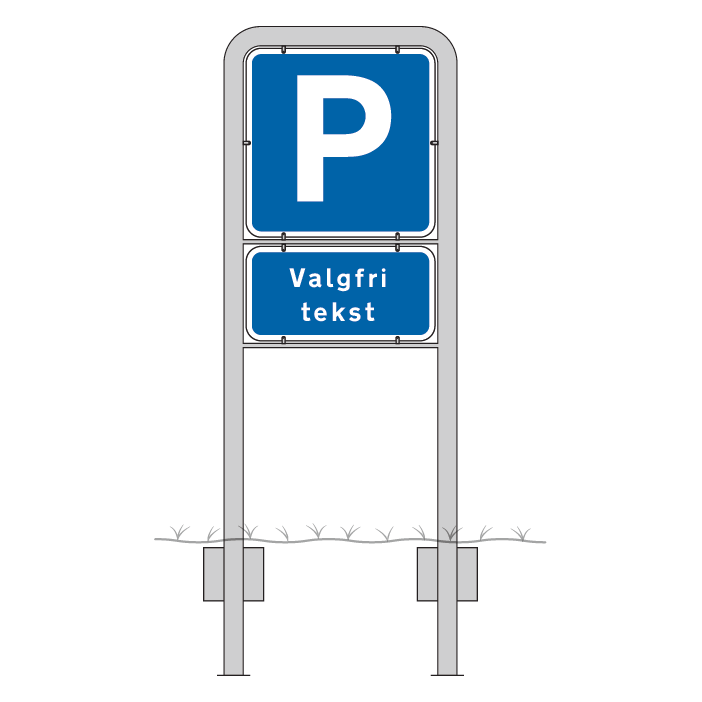 Komplet skiltesæt - Privatparkerings skilte m. galge (blå) 50x50 og 50x25 cm