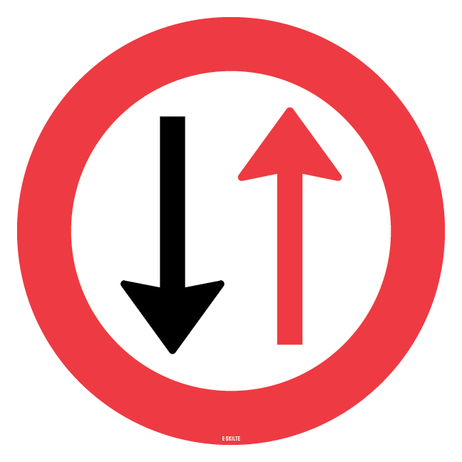 B18 - Hold tilbage for modkørende skilt