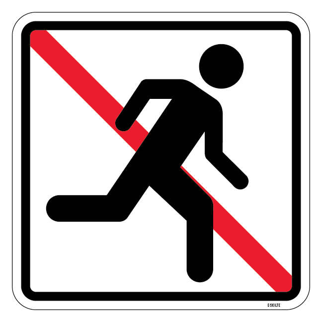 Løbe forbud. Piktogram skilt