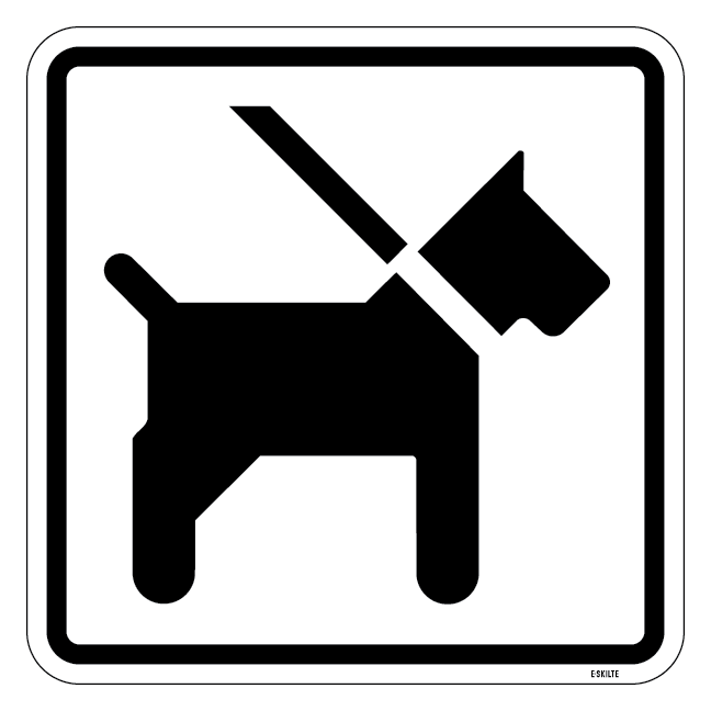 Hund i snor. Piktogram skilt