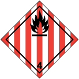 Brandfarlige faste stoffer, klasse 4 fareseddel