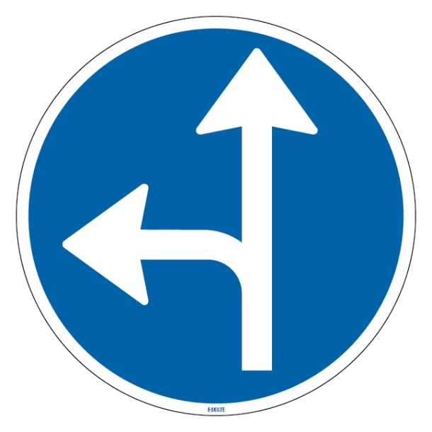 D11,6 - Påbudt kørselsretning mod ligeud eller venstre skilt