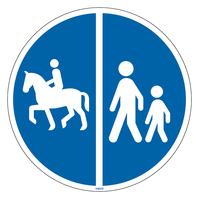 D26,5 - Delt sti for ridende til venstre og gående til højre skilt