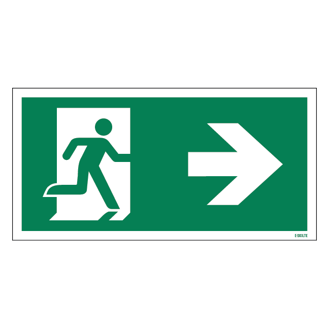 E002 ISO_7010 Flugtvej til højre. Redningsskilt
