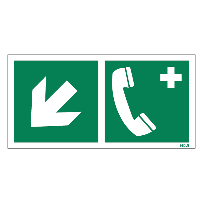 Nødtelefon til venstre ned skilt