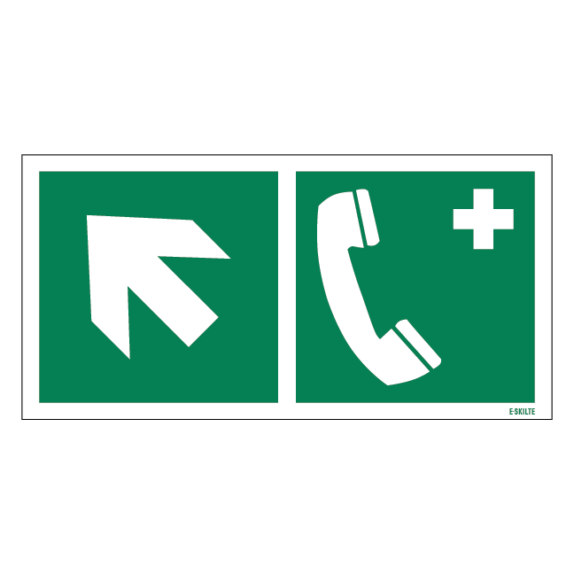Nødtelefon til venstre op skilt