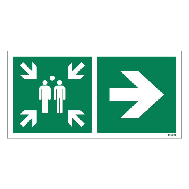 Samlingspunkt til højre skilt