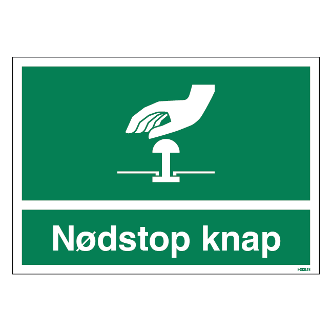 Nødstop knap skilt