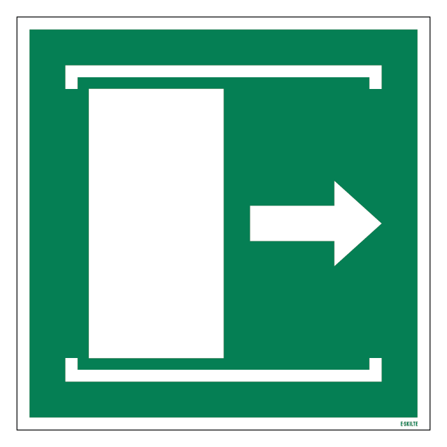 E033 Døren skydes til højre for at åbne skilt