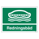 Redningsbåd flåde skilt