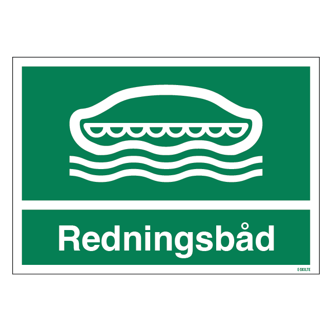 Redningsbåd flåde skilt