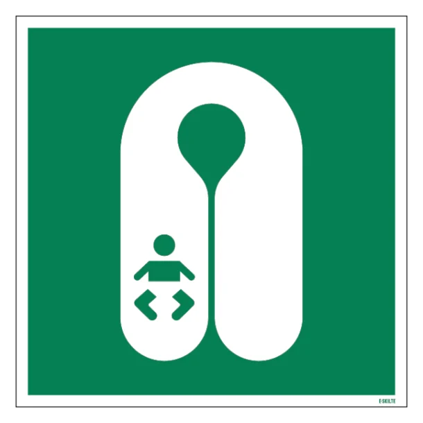 E046 Spædbarns redningsvest skilt