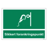 Sikkert forankringspunkt skilt