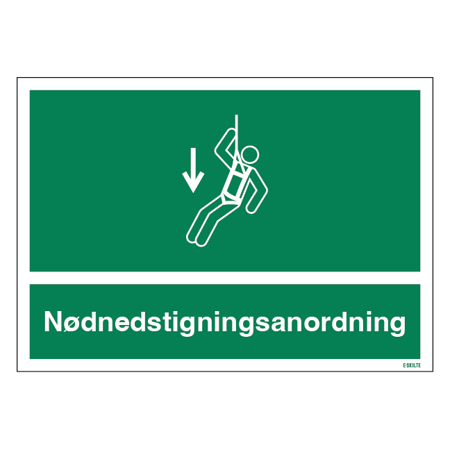 Nødnedstigningsanordning skilt
