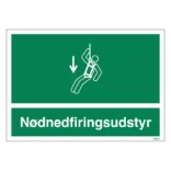 Nødnedfiringsudstyr skilt