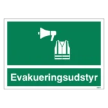 Evakueringsudstyr skilt