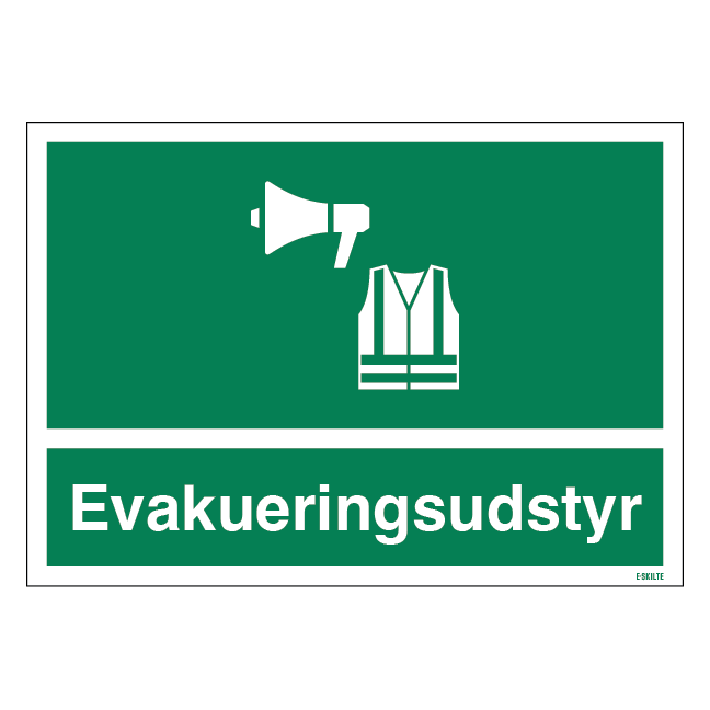 Evakueringsudstyr skilt