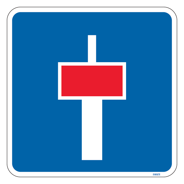 E18,1 Blind vej med sti. Skilt