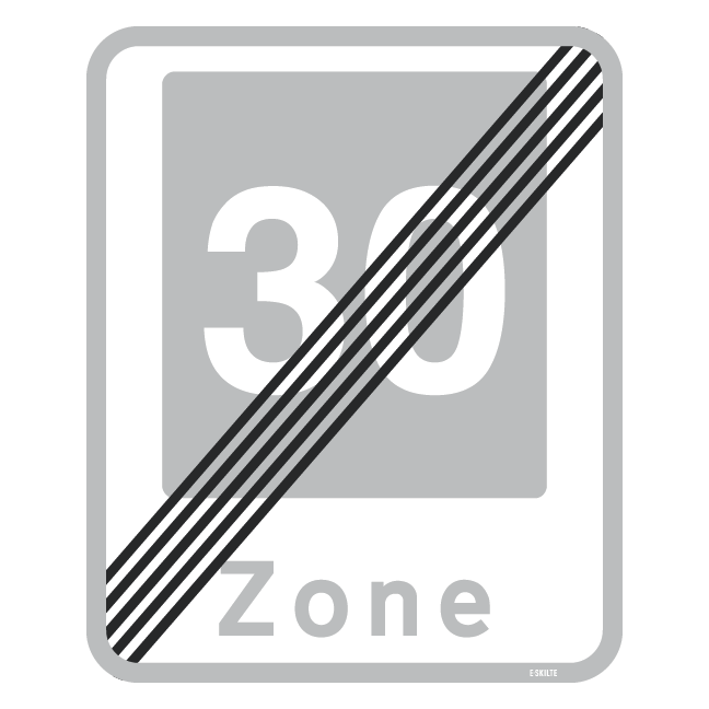 E54 - Ophør af område med fartdæmpning skilt