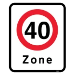 E68,4 Hastigheds Zone. Oplysningstavle skilt