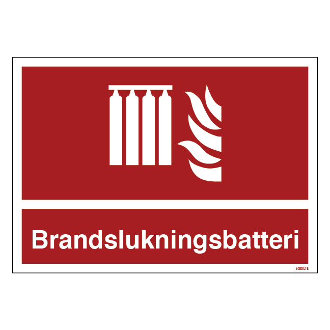 Brandslukningsbatteri skilt